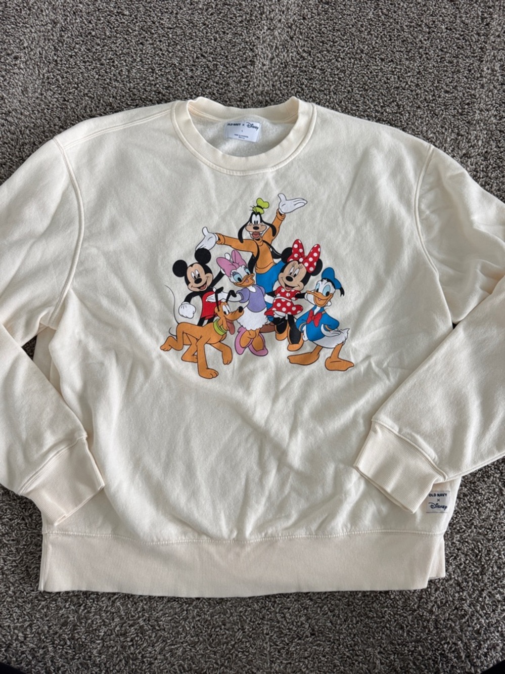 Old Navy Disney Cream Graphic Sweatshirt with Mickey & Friends